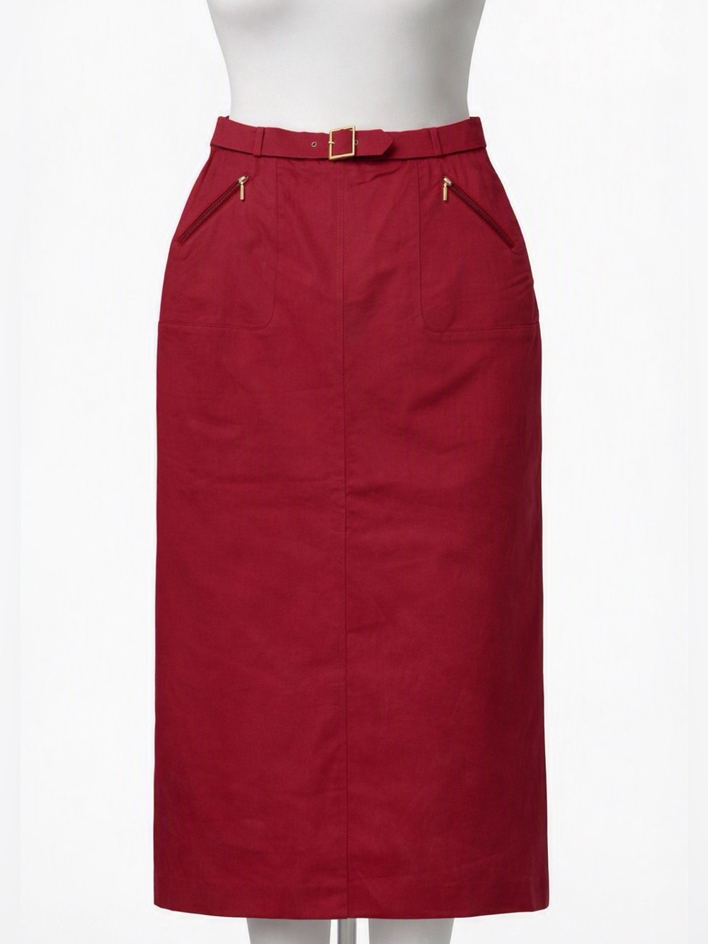 NWT BASLER Horst Basler Red Belted Maxi Pencil Skirt Size 40 Size S